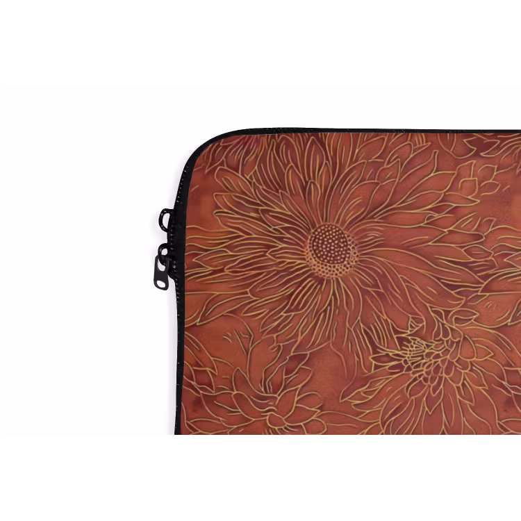 Oosters - Bloemen - Terracotta laptophoes neopreen klein 279 -detail
