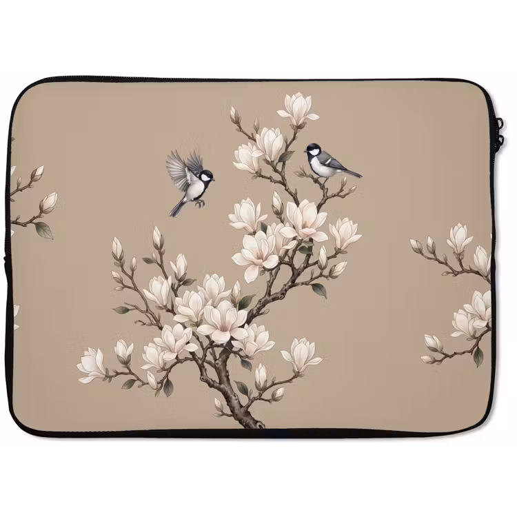 Oosters - Vogels - Beige laptophoes neopreen klein -zkaufland3dotto