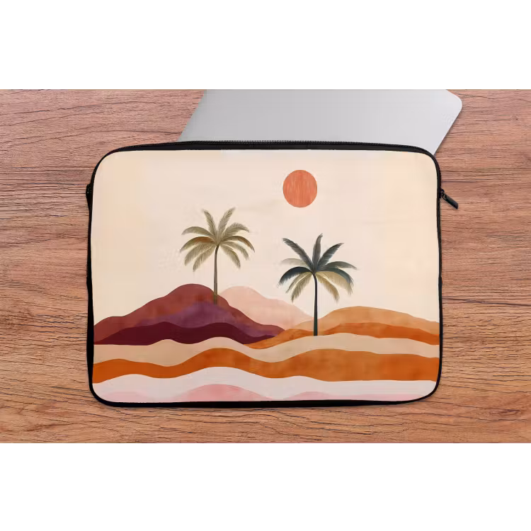 Palmbomen - Abstract - Zon - Heuvels laptophoes neopreen klein -tafel