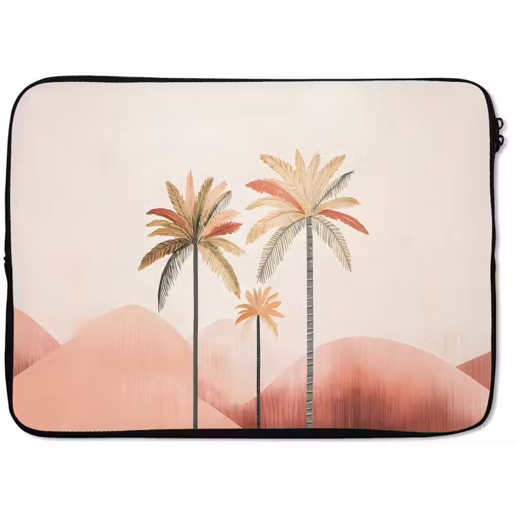 Palmbomen - Heuvels - Minimalistisch - Zachtroze laptophoes neopreen klein -zkaufland3dotto