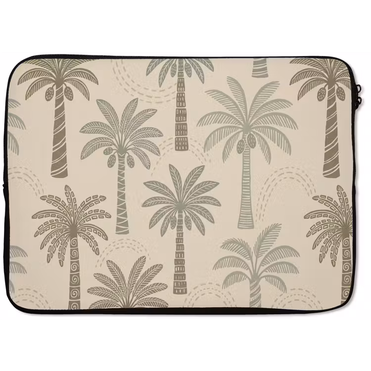 Palmbomen - Patroon - Tropisch - Beige laptophoes neopreen klein -zkaufland3dotto