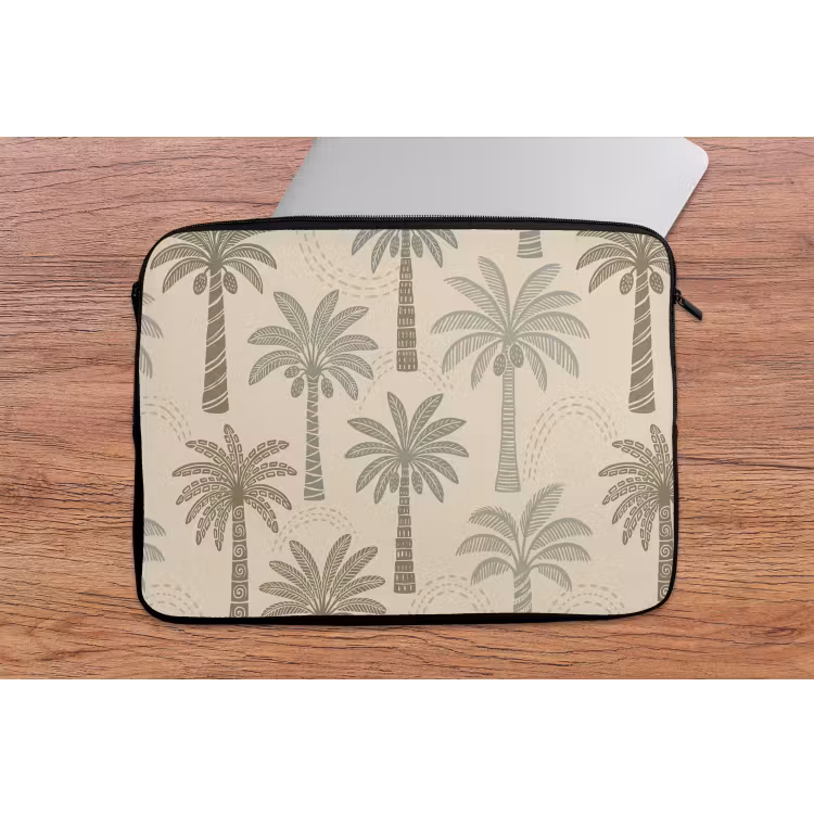 Palmbomen - Patroon - Tropisch - Beige laptophoes neopreen klein -tafel