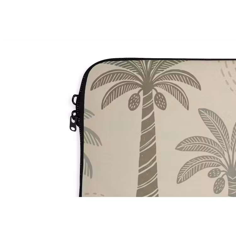 Palmbomen - Patroon - Tropisch - Beige laptophoes neopreen klein -detail