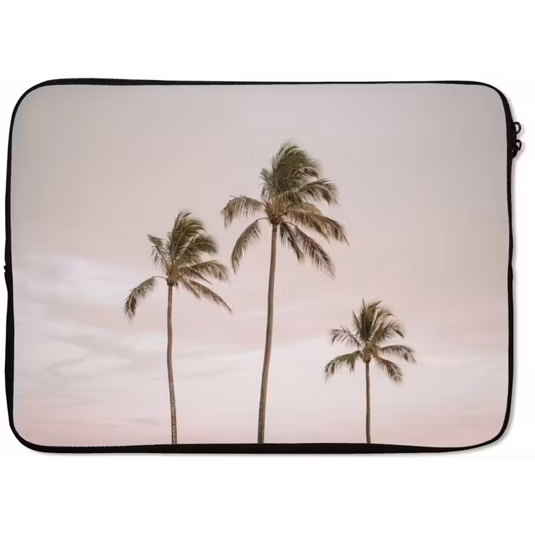 Palmbomen - Zonsondergang - Roze laptophoes neopreen klein -zkaufland3dotto