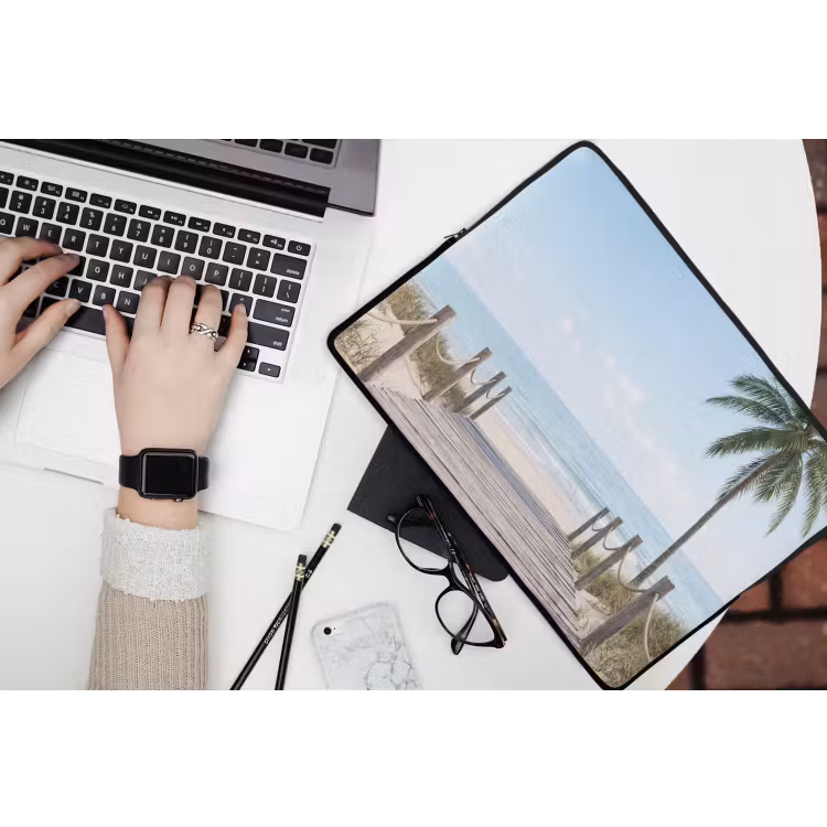 Palmbomen - Pad - Horizon laptophoes neopreen klein -bureau