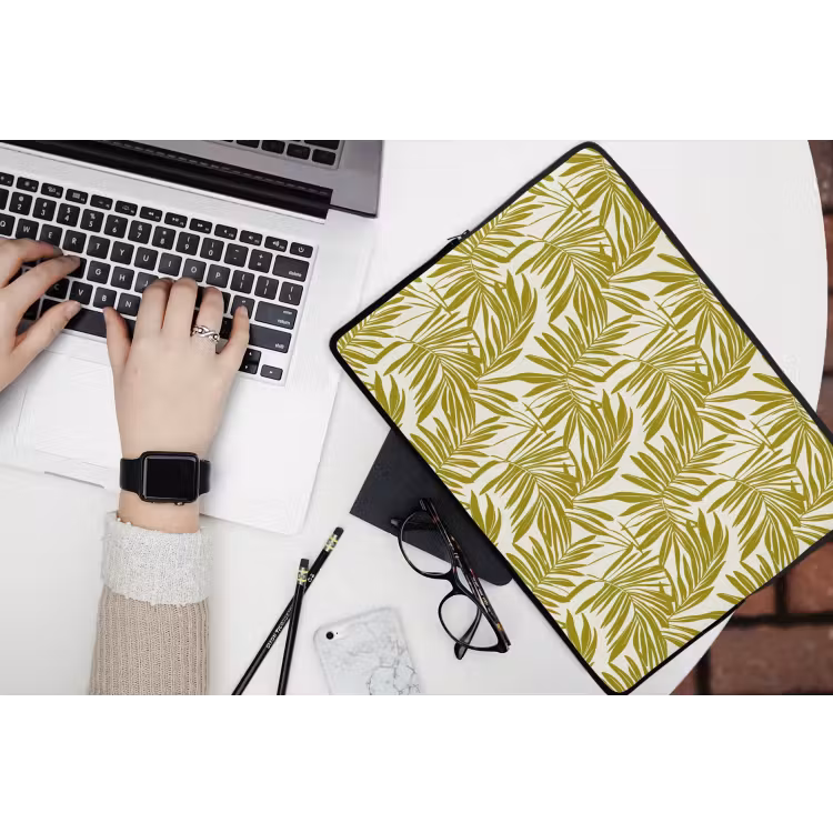 Palmblad - Patroon - Groen laptophoes neopreen klein 279 -bureau