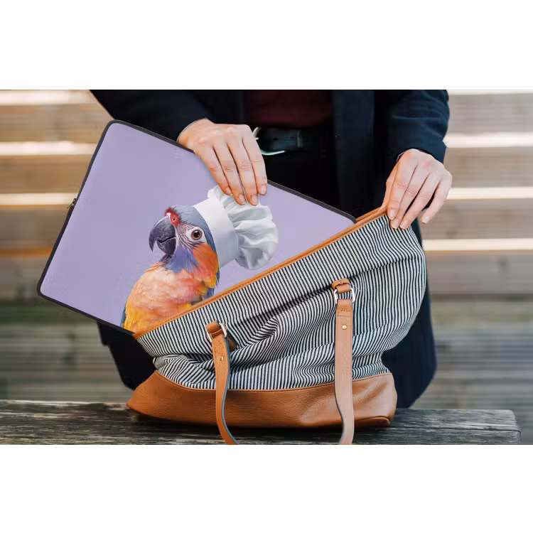 Papegaai - Koksmuts - Paars - Cute laptophoes neopreen klein -tas