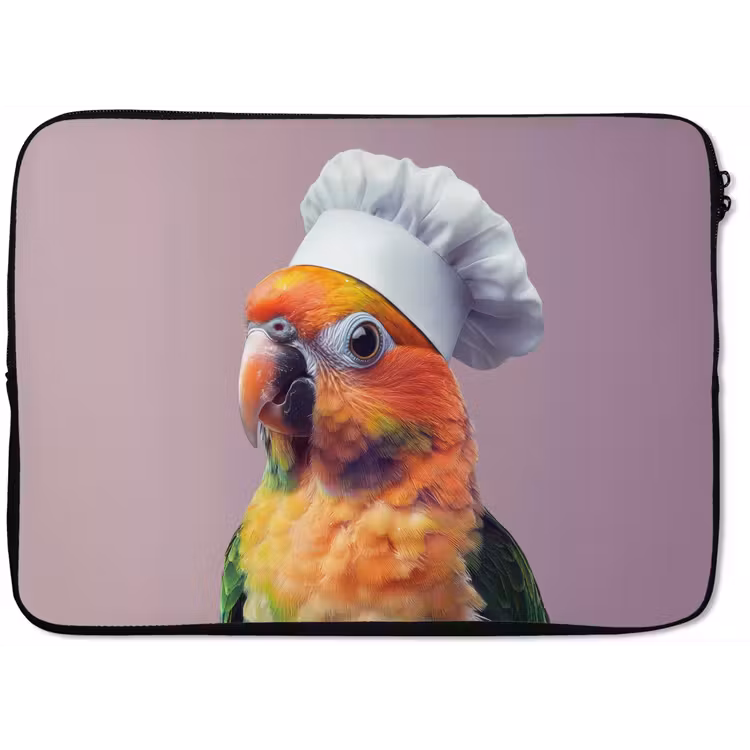 Papegaai - Koksmuts - Nieuwsgierig - Vogel laptophoes neopreen klein -zkaufland3dotto
