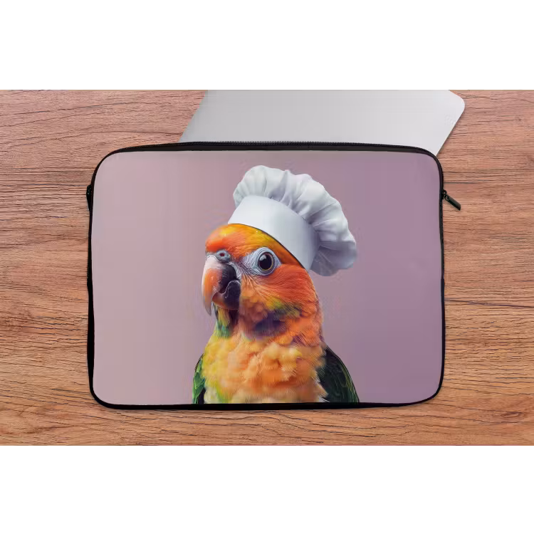 Papegaai - Koksmuts - Nieuwsgierig - Vogel laptophoes neopreen klein -tafel