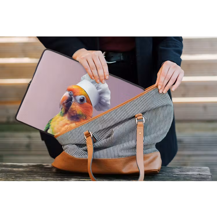 Papegaai - Koksmuts - Nieuwsgierig - Vogel laptophoes neopreen klein -tas