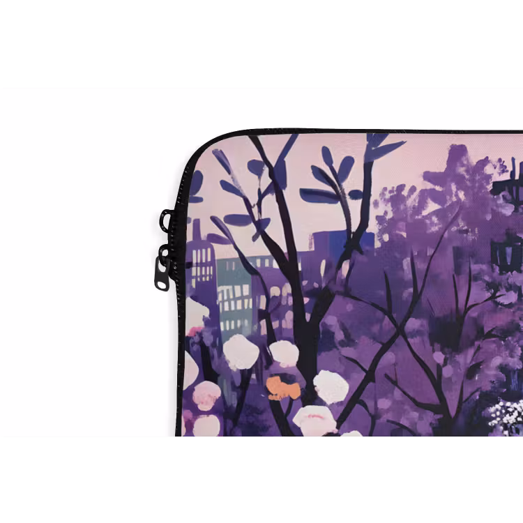 Park - Bomen - Bloemen - Gebouwen laptophoes neopreen klein -detail