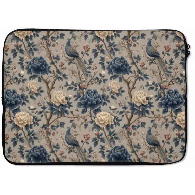 Pauw - Bloemen - Blauw laptophoes neopreen klein 279 -zkaufland3dotto