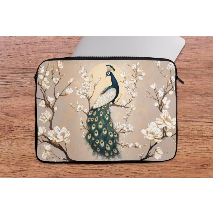 Pauw - Tak - Bloemen laptophoes neopreen klein -tafel