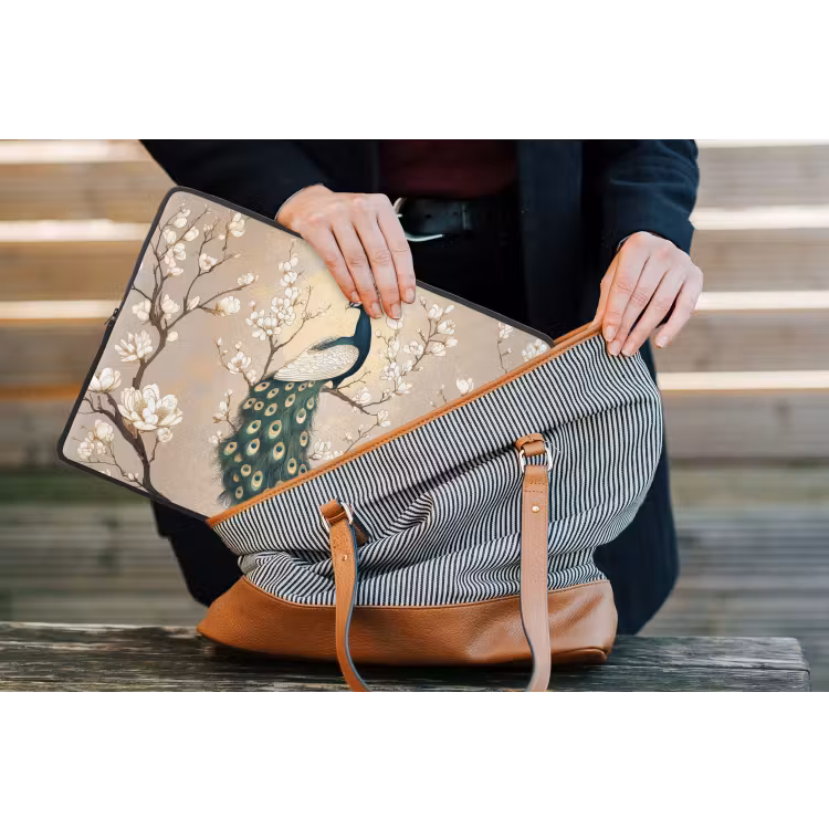 Pauw - Tak - Bloemen laptophoes neopreen klein -tas