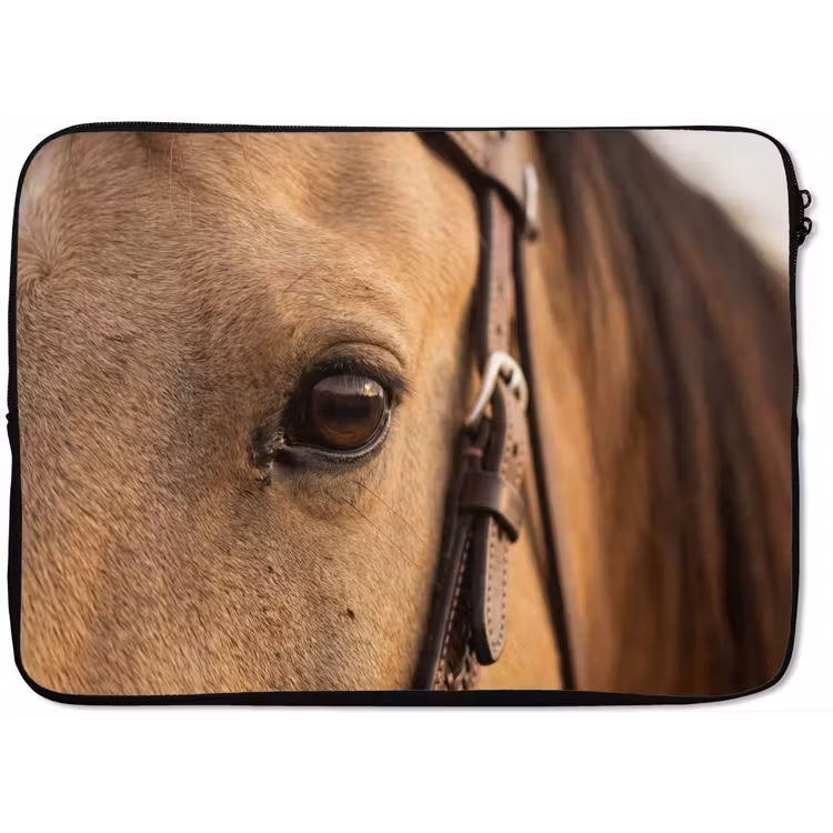Paard - Oog - Bruin laptophoes neopreen klein -zkaufland3dotto