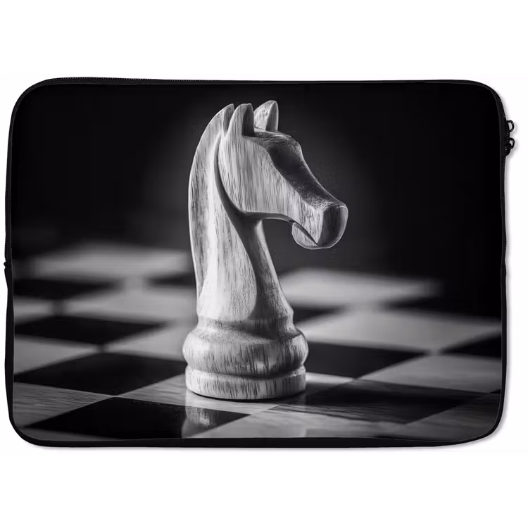Paard - Hout - Schaalbord - Zwart laptophoes neopreen klein -zkaufland3dotto