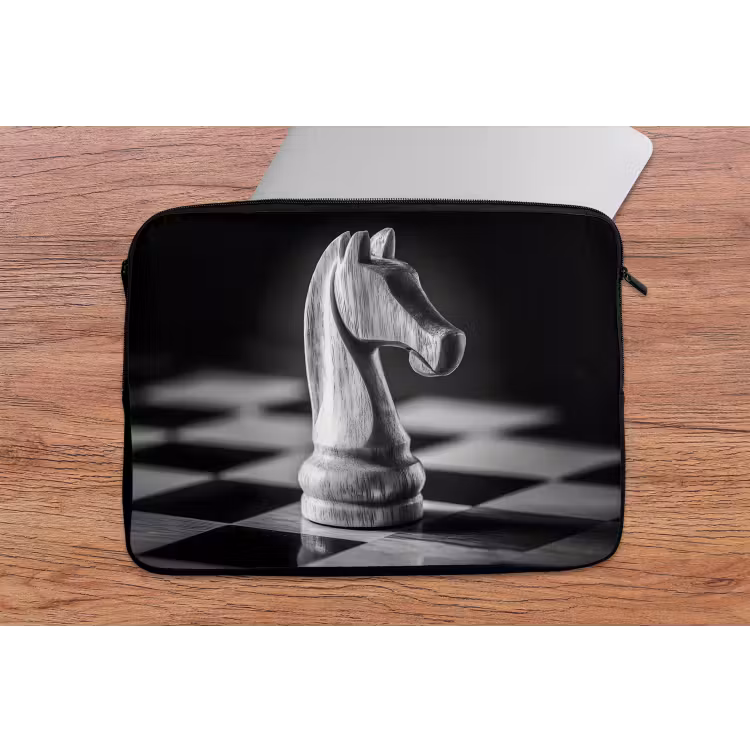 Paard - Hout - Schaalbord - Zwart laptophoes neopreen klein -tafel