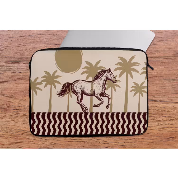 Paard - Galopperend - Woestijn - Illustratie laptophoes neopreen klein -tafel