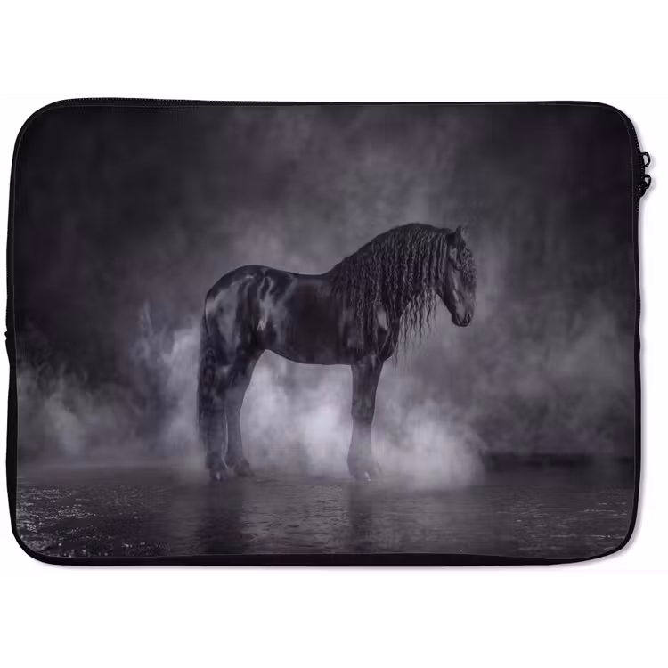 Paard - Magisch - Zwart laptophoes neopreen klein -zkaufland3dotto