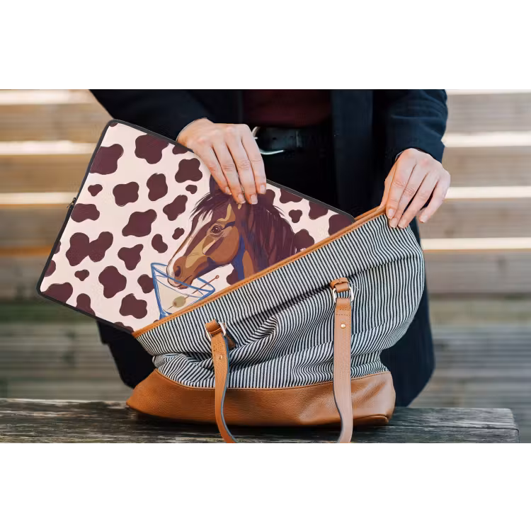 Paard - Martini - Dieren - Abstract - Bruin laptophoes neopreen klein -tas