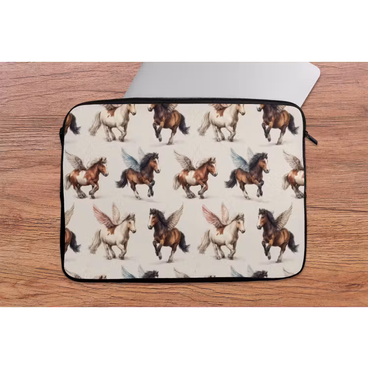 Paarden - Vleugels - Kleurrijk laptophoes neopreen klein 279 -tafel