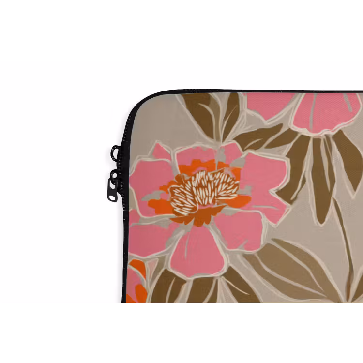 Pioenrozen - Patroon - Roze laptophoes neopreen klein 279 -detail