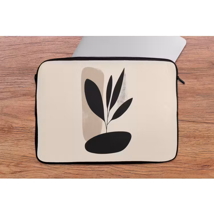 Plant - Beige - Japandi laptophoes neopreen klein -tafel