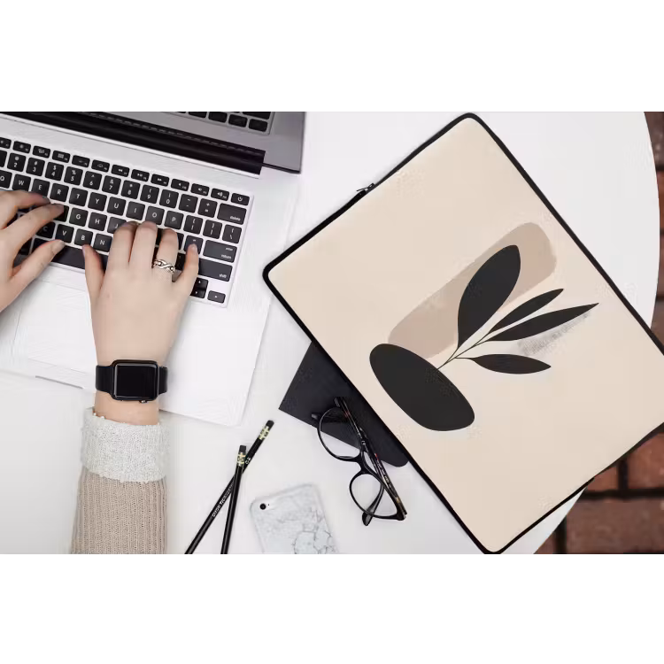 Plant - Beige - Japandi laptophoes neopreen klein -bureau