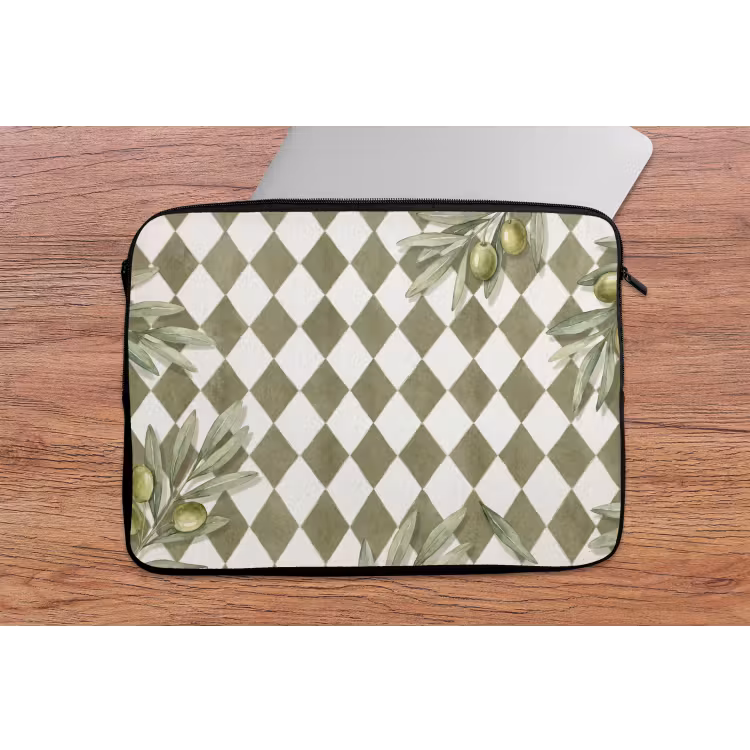 Plant - Olijftakken - Waterverf - Mediterraan - Groen laptophoes neopreen klein -tafel