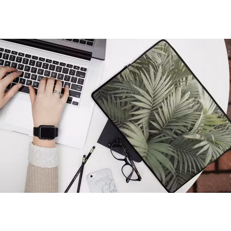 Plant - Palmbladeren - Natuur - Groen laptophoes neopreen klein -bureau