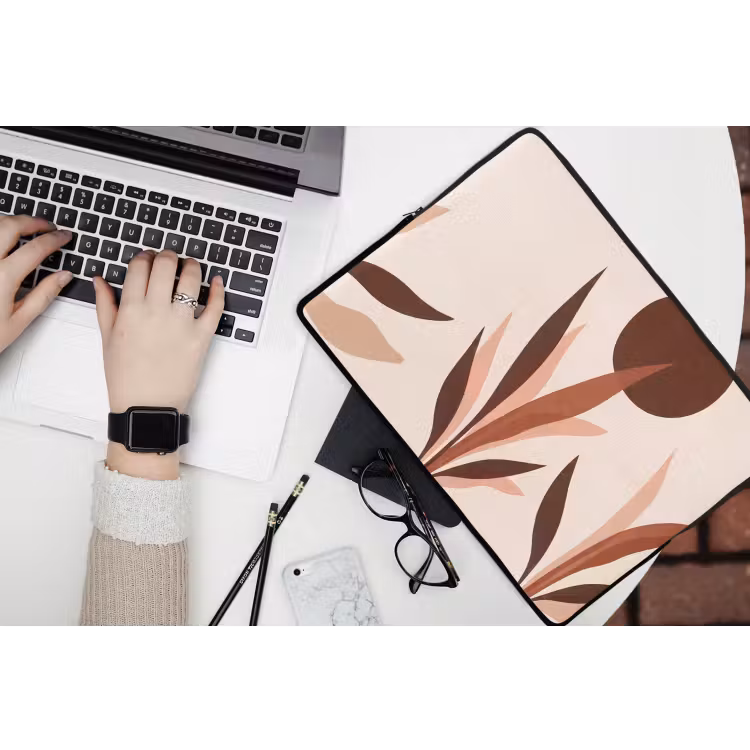 Planten - Abstract - Natuur - Bruin laptophoes neopreen klein -bureau