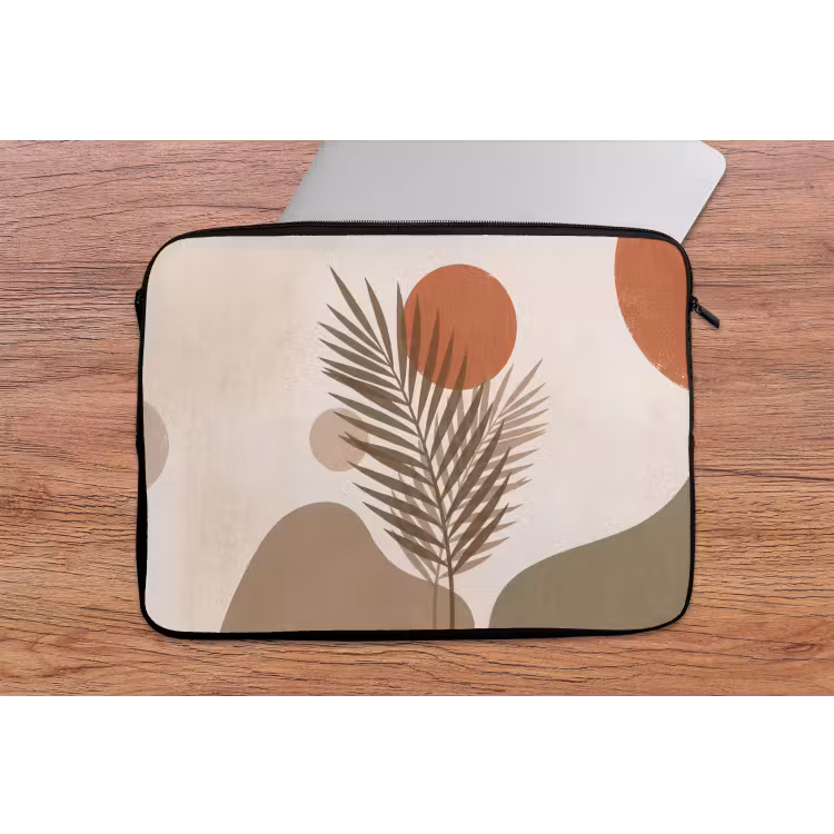 Planten - Bladeren - Abstract - Modern - Beige laptophoes neopreen klein -tafel