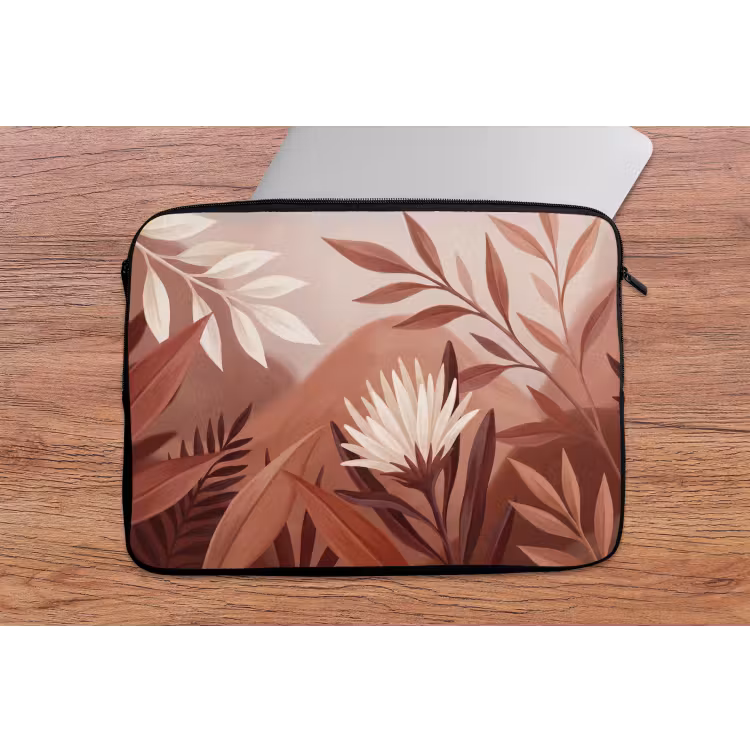 Planten - Bladeren - Botanisch - Modern - Bruin laptophoes neopreen klein -tafel