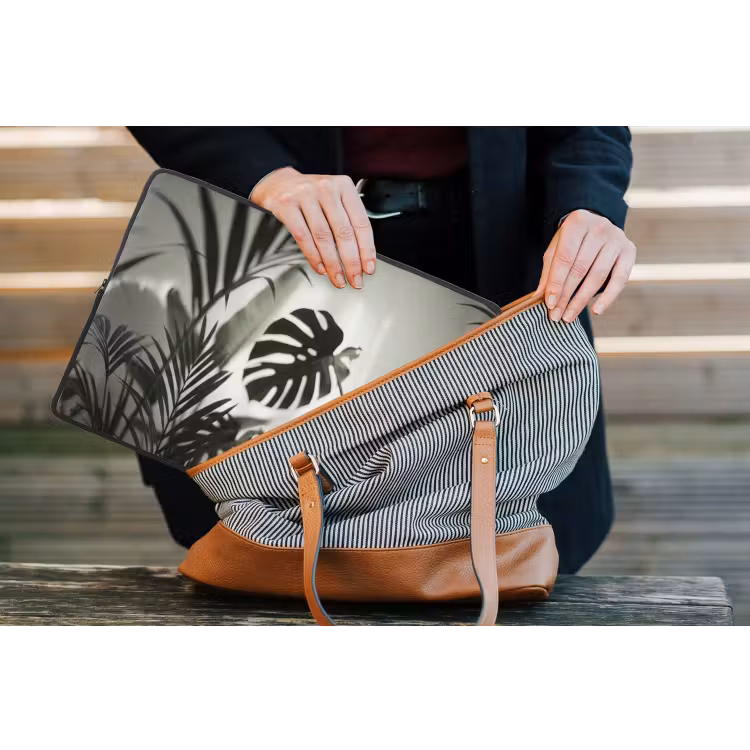 Planten - Bladeren - Natuur - Minimalistisch - Groen laptophoes neopreen klein -tas