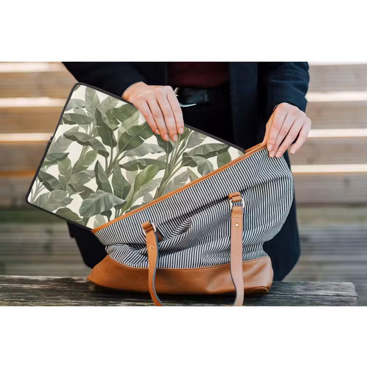 Planten - Bladeren - Tropisch - Groen laptophoes neopreen klein -tas