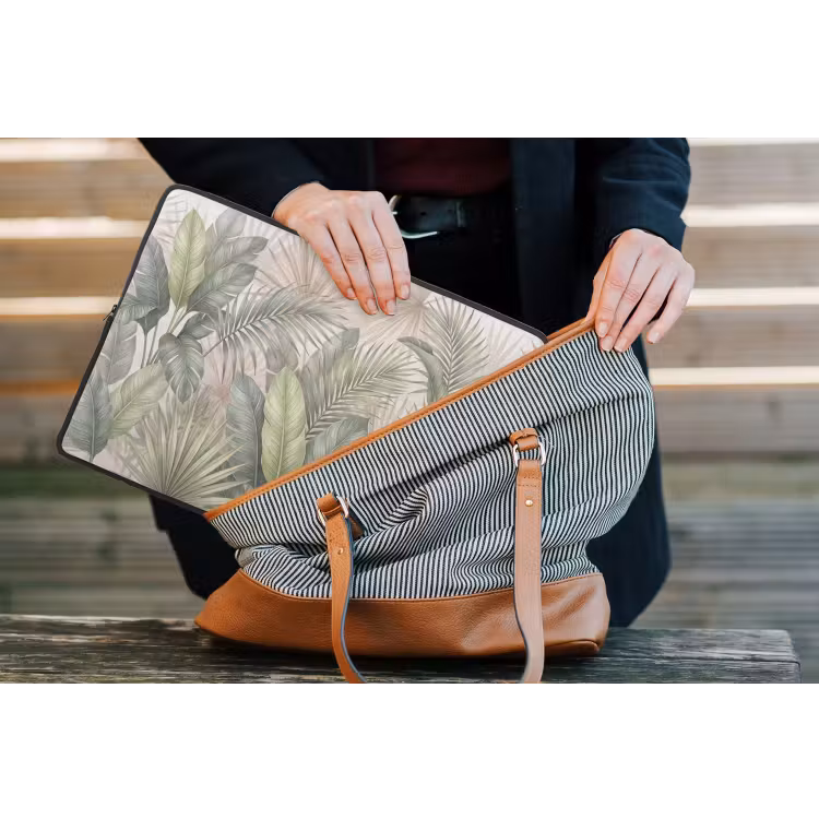 Planten - Tropisch - Bladeren - Groen - Natuur laptophoes neopreen klein -tas