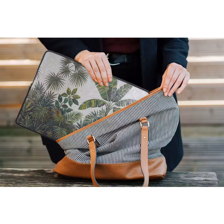 Planten - Tropisch - Mozaïek - Groen - Natuur laptophoes neopreen klein -tas