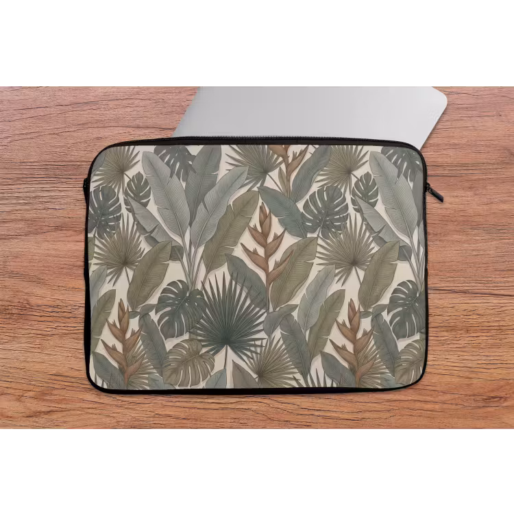 Planten - Tropisch - Natuur - Illustratie - Groen laptophoes neopreen klein -tafel