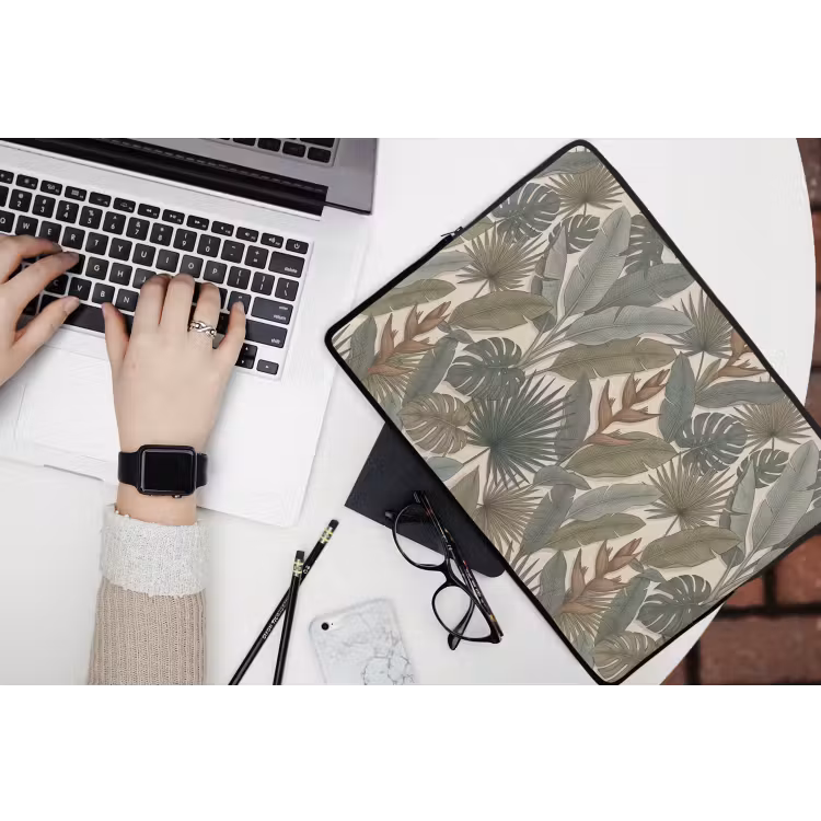 Planten - Tropisch - Natuur - Illustratie - Groen laptophoes neopreen klein -bureau