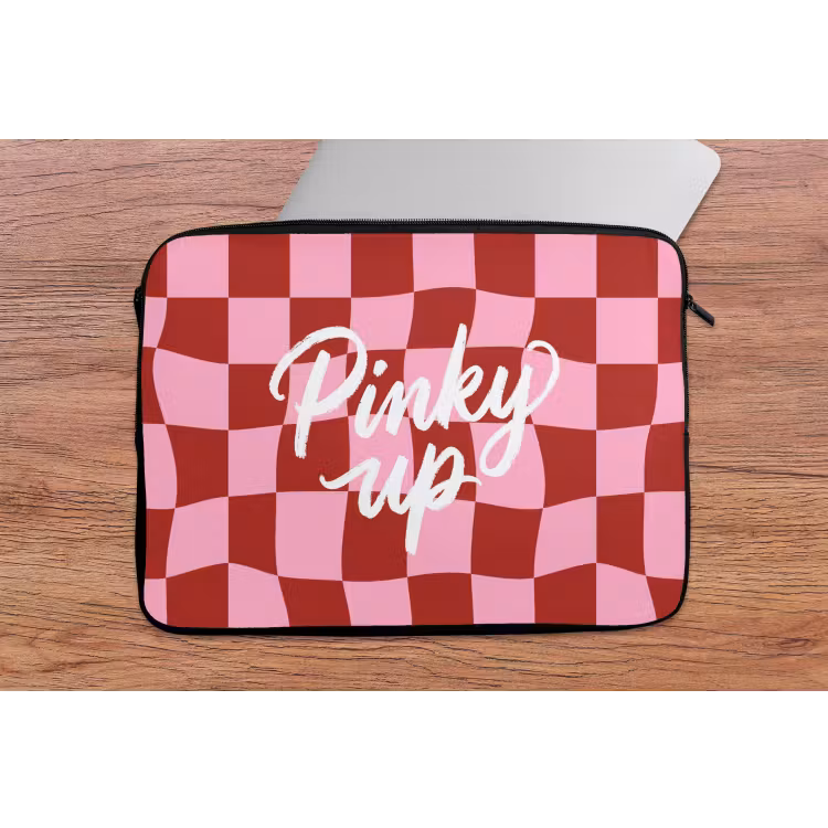Pinky up - Geblokt - Bordeauxrood laptophoes neopreen klein -tafel