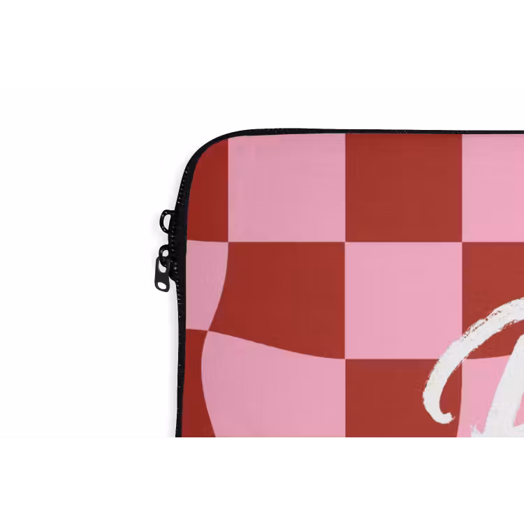 Pinky up - Geblokt - Bordeauxrood laptophoes neopreen klein -detail
