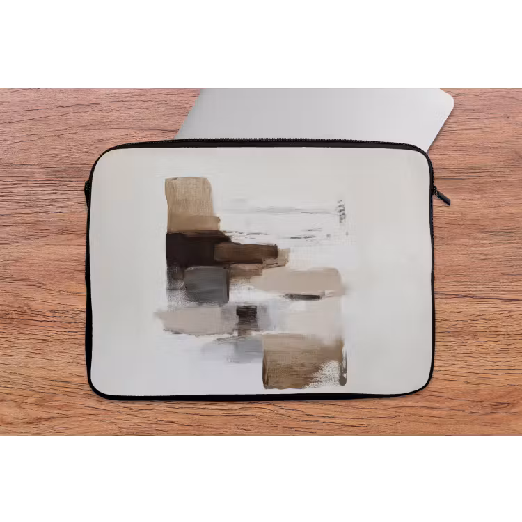 Penseelstreken - Balans - Beige - Bruin laptophoes neopreen klein -tafel