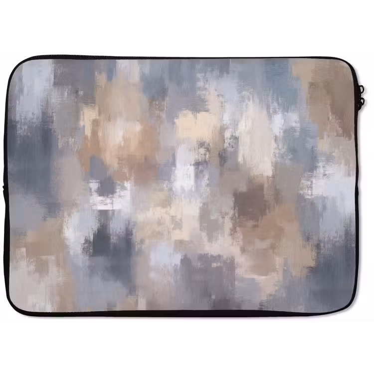 Penseelstreken - Schilderij - Beige laptophoes neopreen klein -zkaufland3dotto