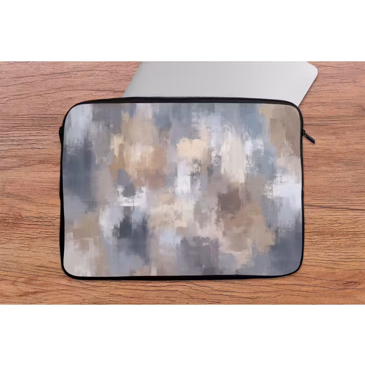 Penseelstreken - Schilderij - Beige laptophoes neopreen klein -tafel