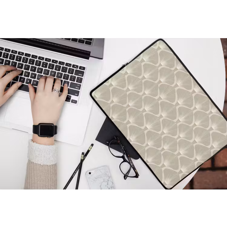 Paneel - Ginkgo - Zand laptophoes neopreen klein 279 -bureau
