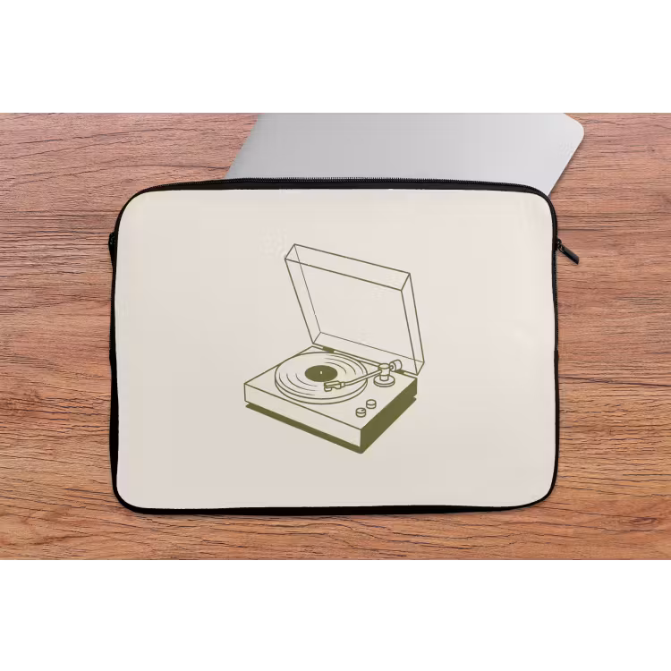 Platenspeler - Vinyl - Muziek - Minimalistisch - Groen laptophoes neopreen klein -tafel