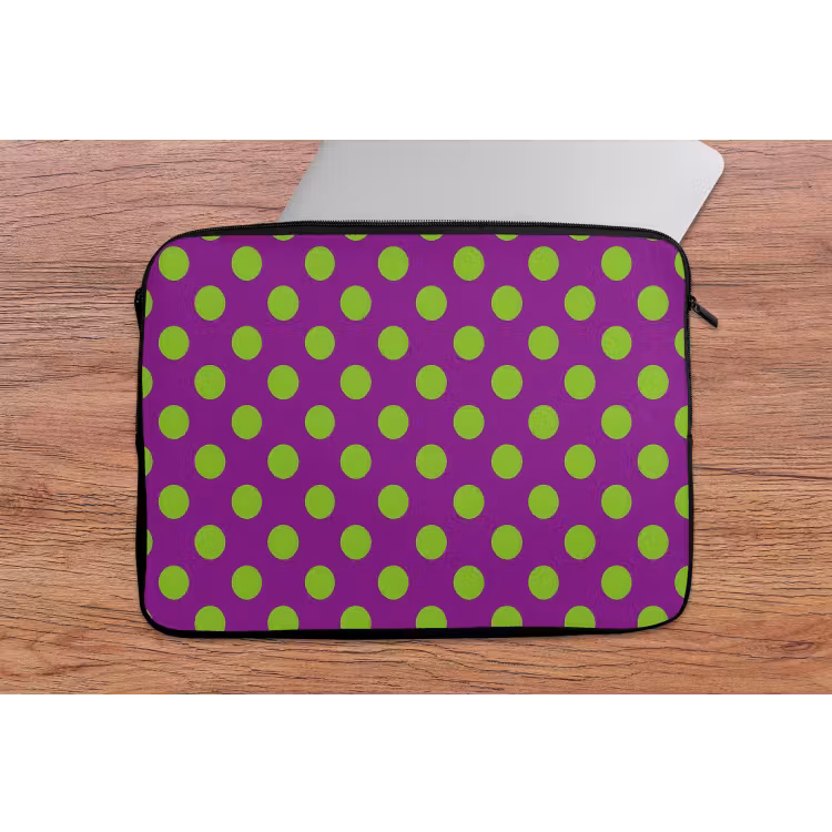 Stippen - Klassiek - Groen laptophoes neopreen klein 279 -tafel