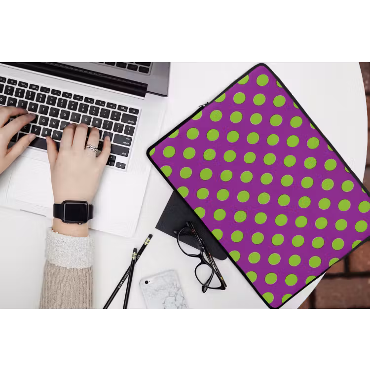 Stippen - Klassiek - Groen laptophoes neopreen klein 279 -bureau