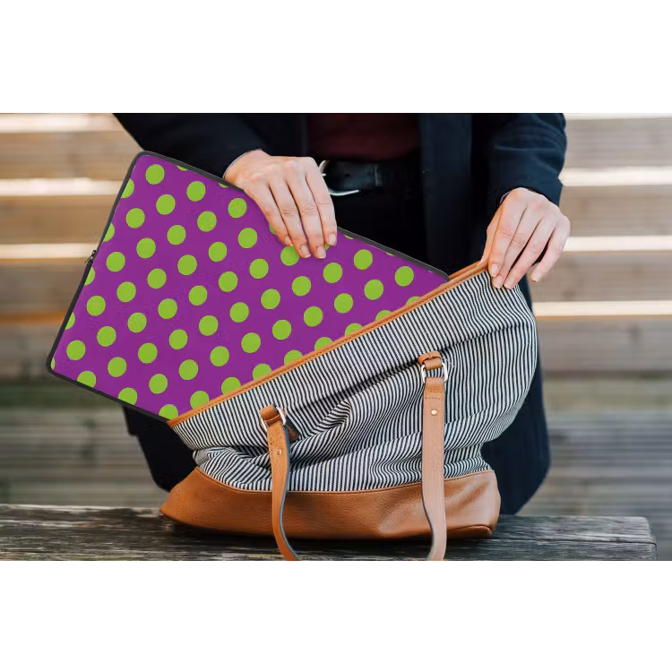 Stippen - Klassiek - Groen laptophoes neopreen klein 279 -tas