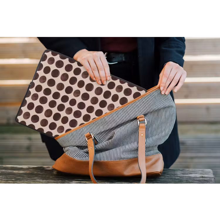 Stippen - Patroon - Bruin laptophoes neopreen klein 279 -tas